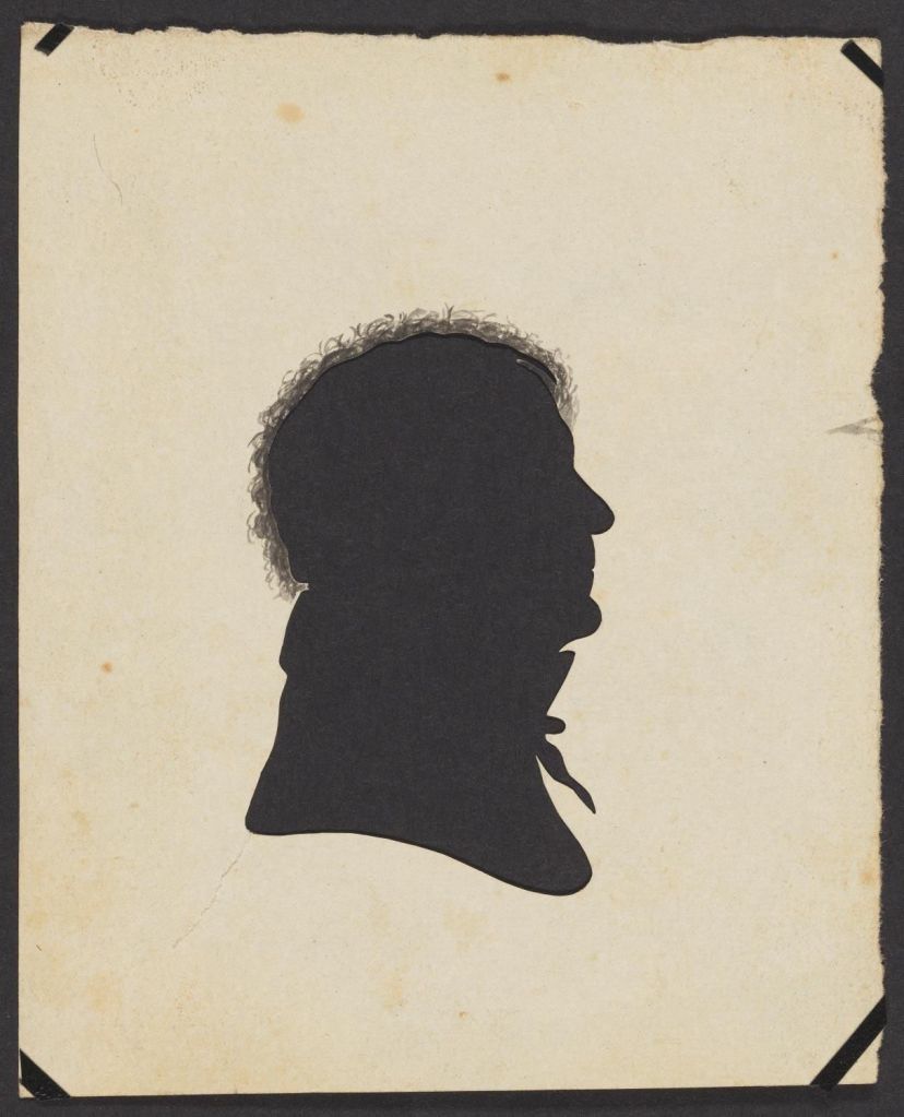 Silhouette of older man.